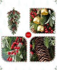 Glitzhome 34.25" Wooden Christmas Sleigh Porch Decor