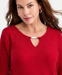 Jm Collection Women's Shine Striped Keyhole Top, Macy's Exclusive