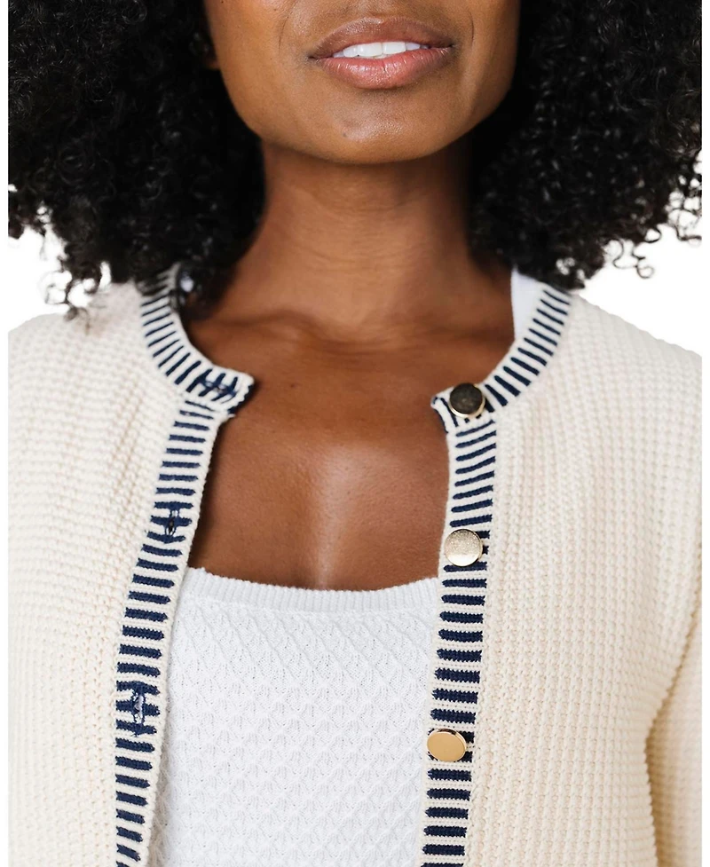 Hope & Henry Women's Organic Tweed Stitch Sweater Cardigan