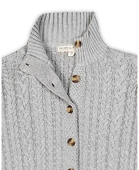 Hope & Henry Women's Organic Mock Neck Cable Cardigan Sweater