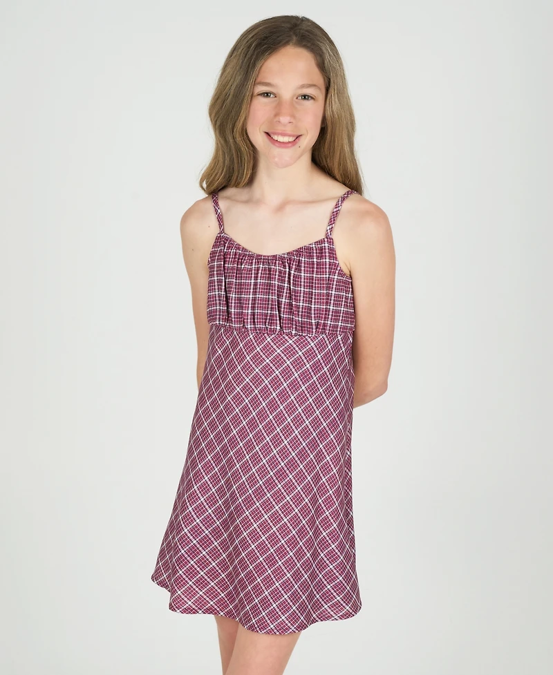 Rare Editions Big Girls 2-Piece Plaid Dress with Pointelle Tie Front Cardigan Set