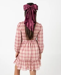 Rare Editions Big Girl Plaid Dress with Hair Accessory