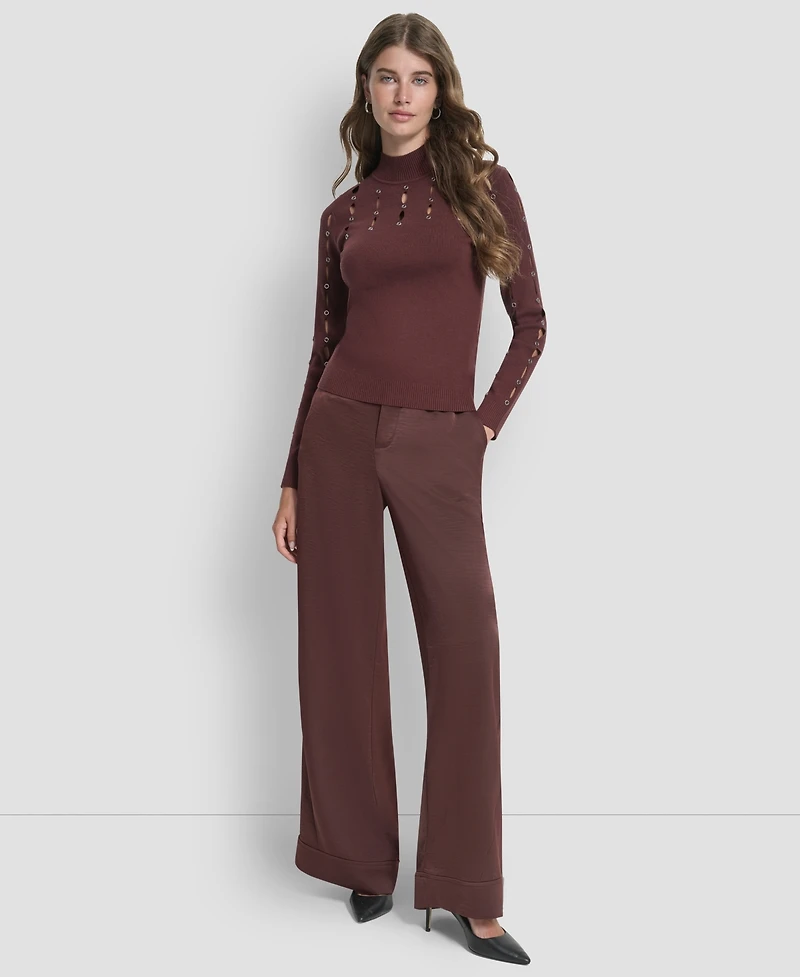 Dkny Women's Grommet Long Sleeves Sweater