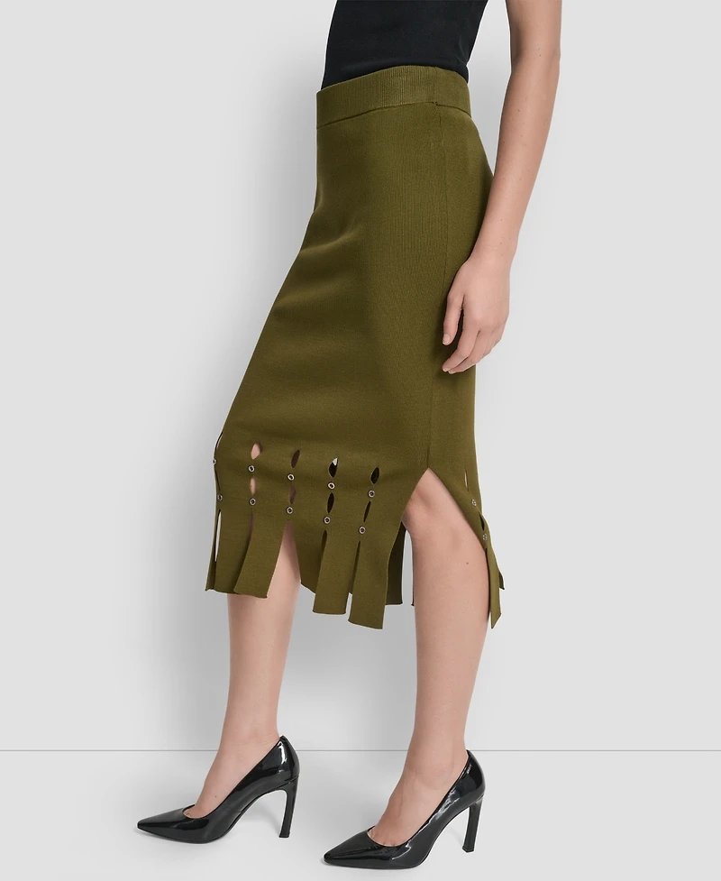 Dkny Women's Grommet Detail Sweater Pencil Midi Skirt