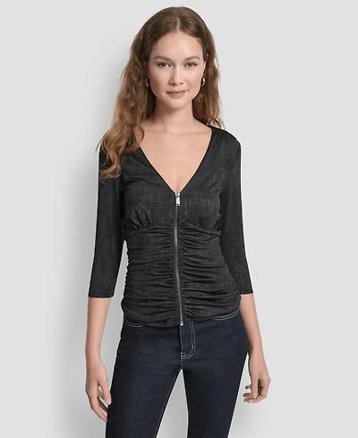 Dkny Women's 3/4-Sleeve V-Neck Top