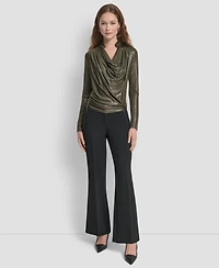 Dkny Women's Long Sleeve Heather Cowl Neck Top