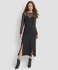 Dkny Women's Grommet Detail Midi Skirt