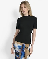 Dkny Women's Cap-Sleeve Mock Neck Sweater