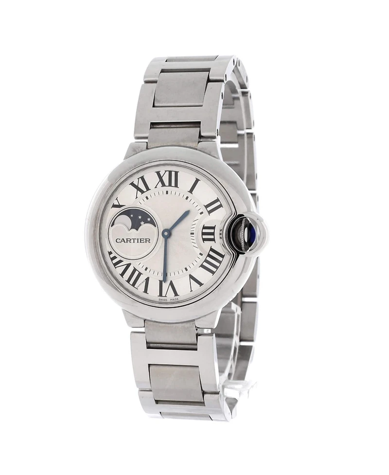 Pre-Owned Cartier Ballon Bleu de Cartier Moonphase Automatic Watch in Stainless Steel 37mm