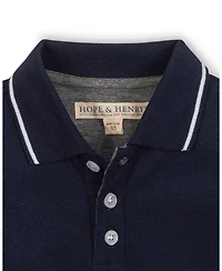 Hope & Henry Little and Big Boys' Organic Long Sleeve Colorblock Jersey Polo