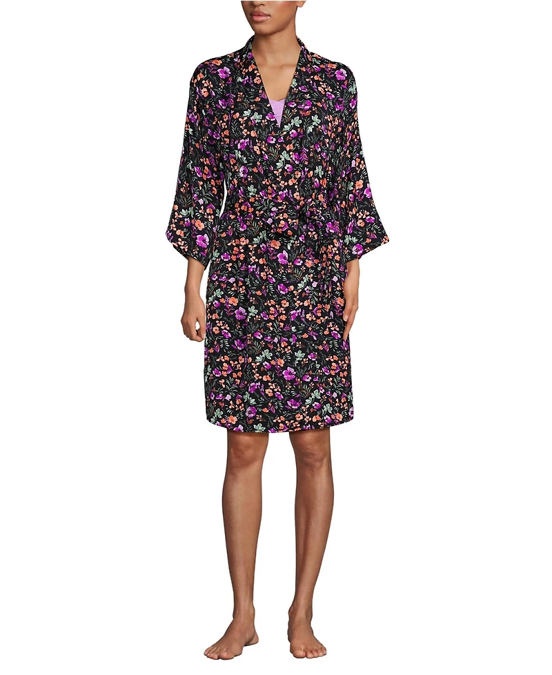 Lands' End Women's Matte Satin 2 Piece Pajama Set - Nightgown and Robe
