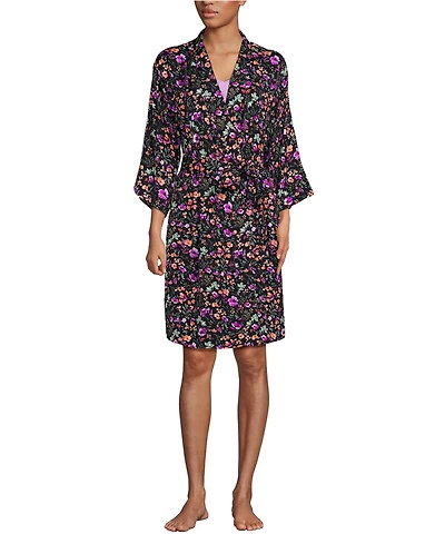 Lands' End Women's Matte Satin 2 Piece Pajama Set - Nightgown and Robe
