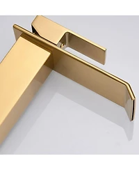 Waterfall Single Handle Hole Modern Bathroom Faucet Drip-Free Lavatory Rv Sink Brushed Gold