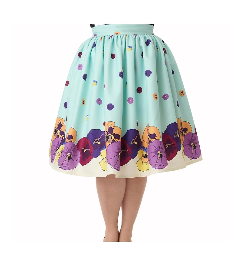 Unique Vintage Plus Printed Woven Gellar Swing Skirt
