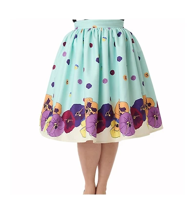 Unique Vintage Plus Printed Woven Gellar Swing Skirt
