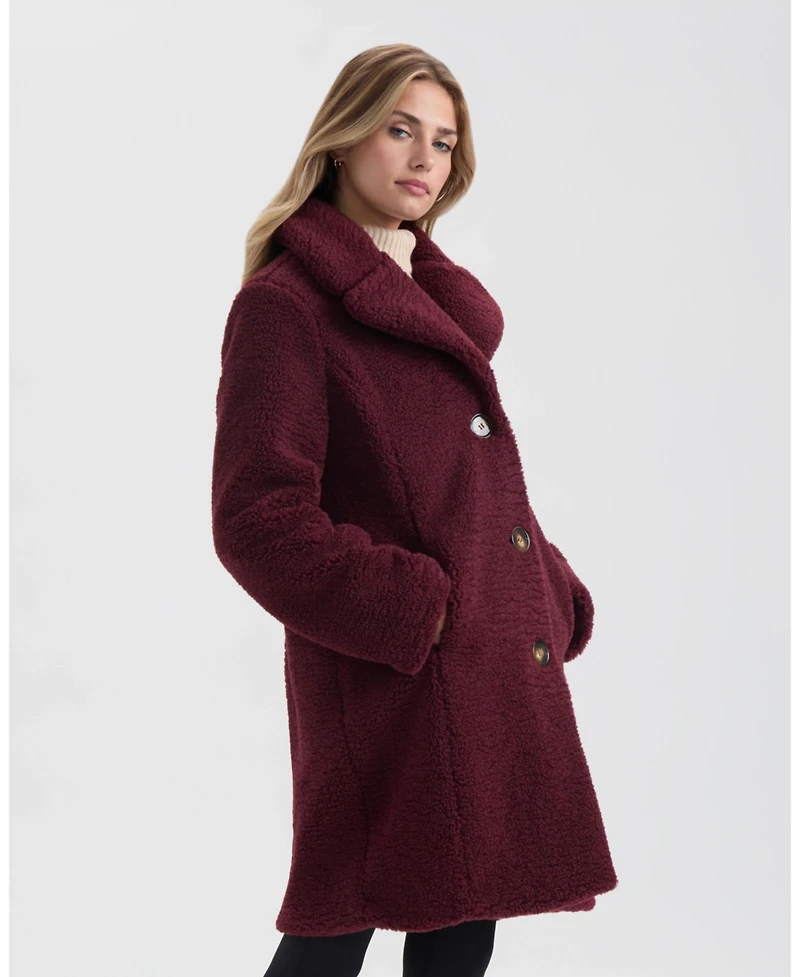 Women's Teddy Coat with Notch Collar