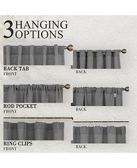 Awesome Home Faux Linen Texture Light Filtering Back Tab Curtains, Semi Sheer Farmhouse Window Curtains (2 Panels), 52"x84"