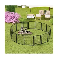 Aostirmotor 16 Black Panels 31.7 in H. Heavy Duty Metal Pet Exercise Pen with Door for Outdoor, Indoor