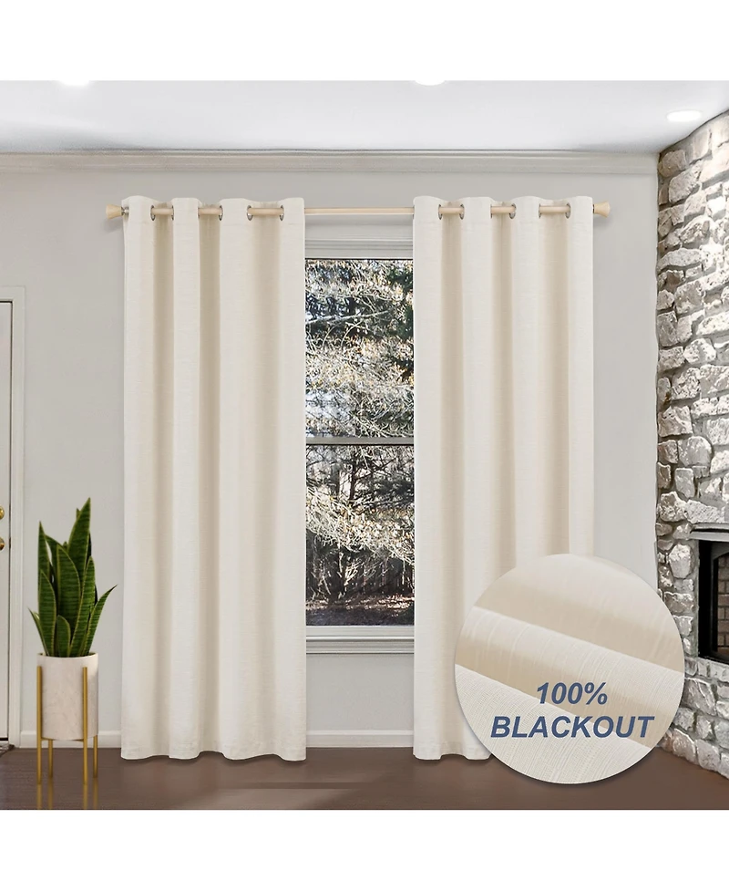 Awesome Home 100% Blackout Cotton Blend Thermal Grommet Curtains, 2 Panels