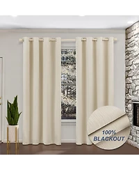 Awesome Home 100% Blackout Cotton Blend Thermal Grommet Curtains, 2 Panels
