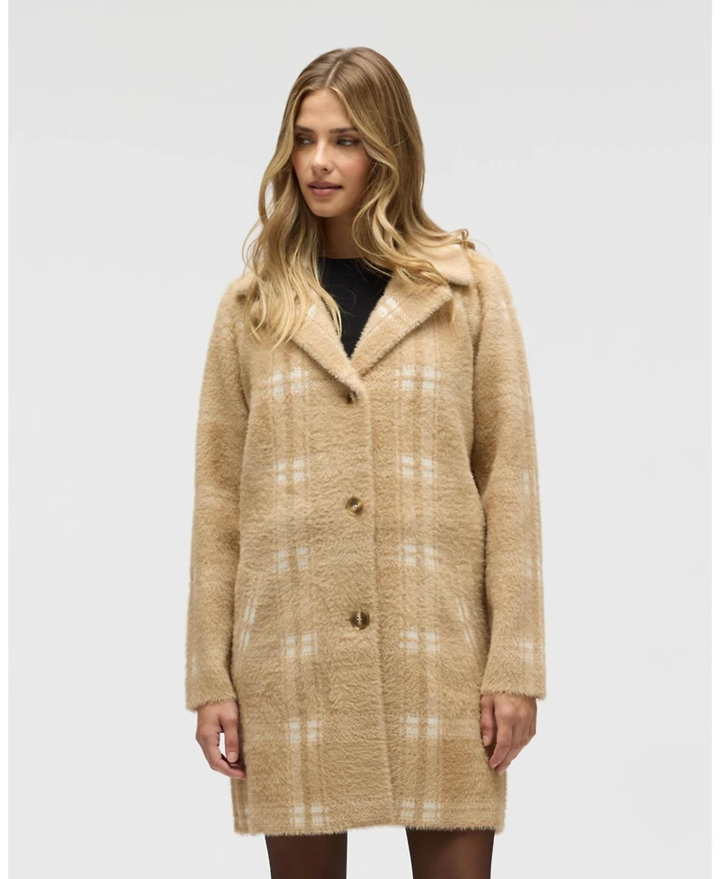 Nvlt Women's Plaid Pattern Eyelash Coatigan