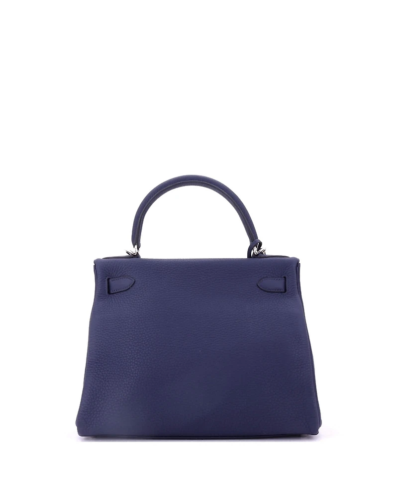 Pre-Owned Hermes Kelly 28 Handbag Clemence with Palladium Hardware