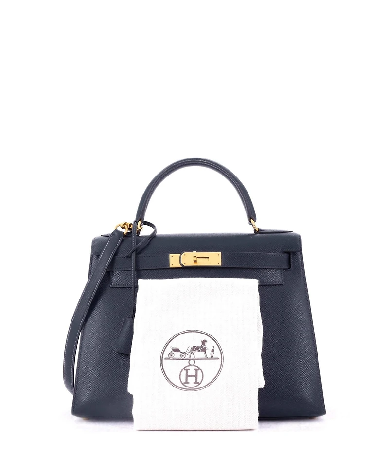Pre-Owned Hermes Kelly Handbag Courchevel with Gold Hardware