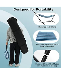 Gymax Portable Indoor Outdoor 2-Person Double Hammock Set w/ Stand and Carrying Cases