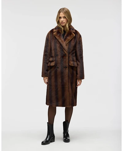 Nvlt Women's Military Mink Faux Fur Coat