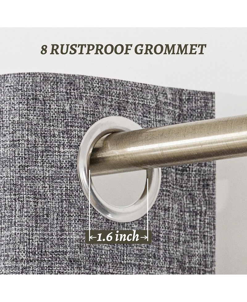 100% Blackout Linen Texture Curtains with Grommet Top, 2 Panels
