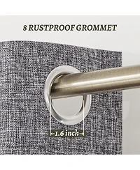 100% Blackout Linen Texture Curtains with Grommet Top, 2 Panels