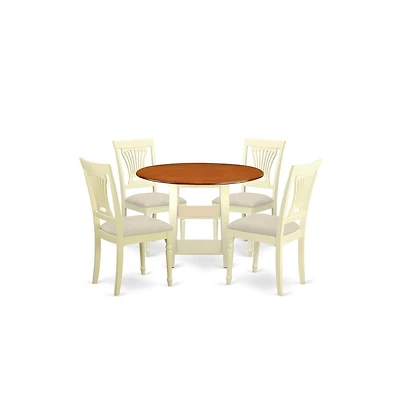 East West Furniture Dining Room Set Buttermilk & Cherry