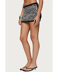 Edikted Womens Ada Iridescent Button Knit Mini Skirt