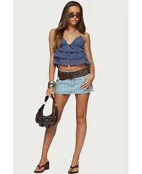 Edikted Womens Zephi Split Front Ruffled Top