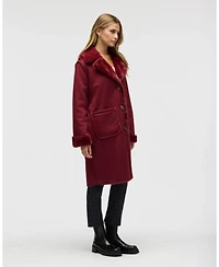 Nvlt Women's Longline Faux Shearling Coat