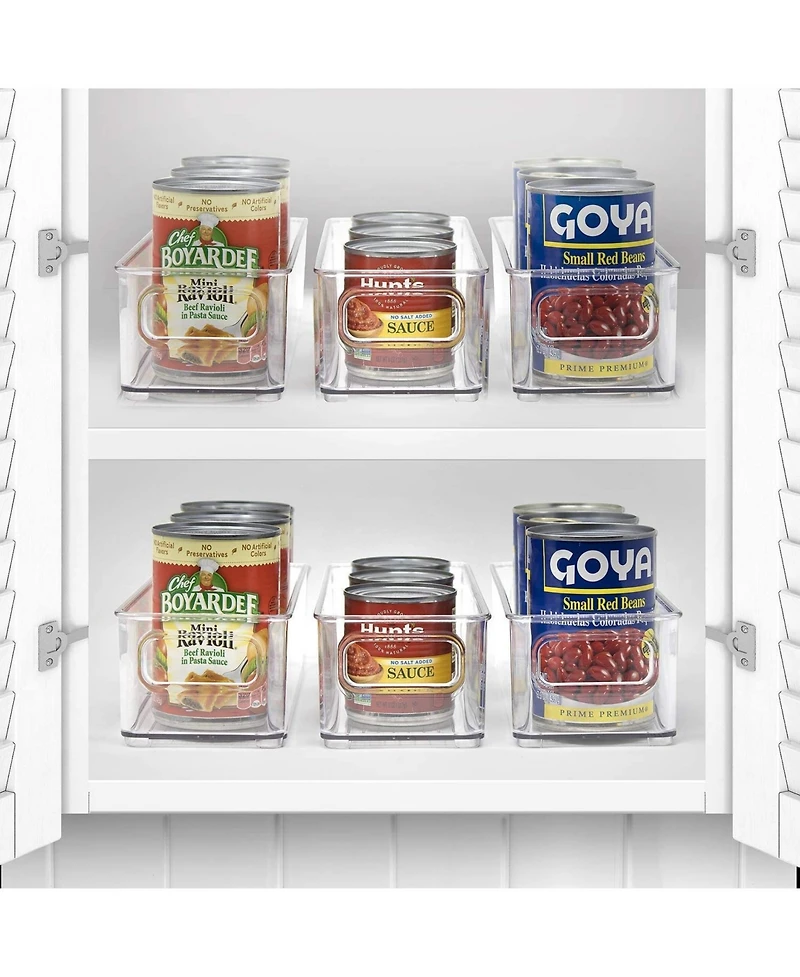 Sorbus 2 Pack Narrow Stackable Clear Storage Bins with Handles- for Kitchen Pantry, Freezer & Fridge Organization