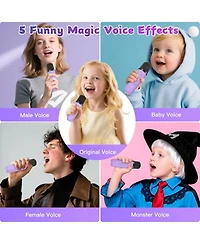 Mini Karaoke Machine for Kids, Haomuren Portable Speaker with 2 Wireless Microphones, Christmas Birthday Gifts Girl Singing Karaoke Machine for 3-12+