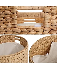 Happimess Josie Modern Coastal Hand-Woven Hyacinth Storage Ottoman with Lid