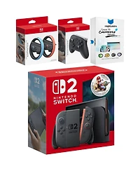 Nintendo Switch 2 Mario Kart World Bundle with Pro Controller, Joy Con Wheel and MightySkins Code