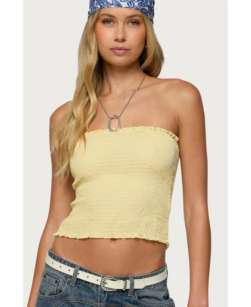 Edikted Womens Emmet Strapless Scrunch Top