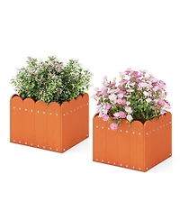 Gymax 2 Pack Square Planter Box Weather-Resistant Hdpe Flower Pot Garden Bed