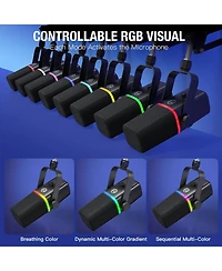 Xlr/Usb Dynamic Microphone for Gaming Podcast,Mic for iPhone Phone Pc Computer Gaming Streaming Microphone with Rgb Light,Mute Button,Mic Gain,Headpho