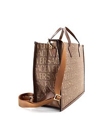 Pre-Owned Versace Large Allover Logo Convertible Tote Printed Canvas