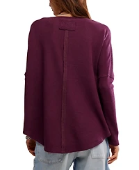 Free People Women's Latte Blues Thermal Long Sleeve Top