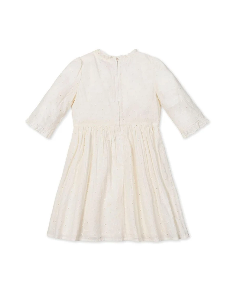 Hope & Henry Little and Big Girls' Organic Flutter Sleeve Tiered Eyelet Dress
