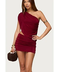 Edikted Womens Fiora One Shoulder Cutout Mini Dress