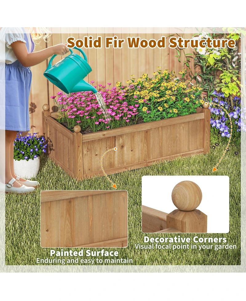 Gymax Raised Garden Bed 46'' x 24'' x 16'' Planter Box w/ 4 Drainage Holes for Patio