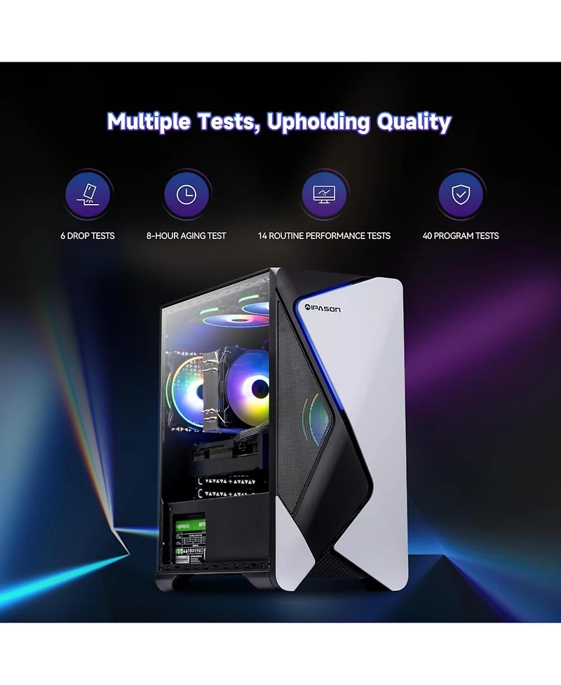 Ipason Gaming Desktop: Amd Ryzen 7 5700X, Nvidia Rtx 4060 Ti, 16GB Ram, 1TB Ssd, Windows 11 Home - Prebuilt Gaming Pc