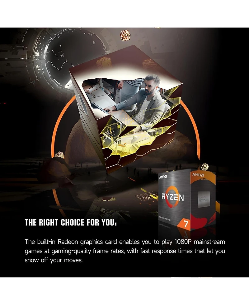 Ipason Prebuilt Home & Gaming Pc - Ryzen 7 5700G Apu, Integrated Graphics, 16GB Ram, 1TB Ssd, Win 11 Home - For Casual Gamers & Creators
