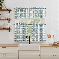 No. 918 Seaside Tonal Seashell Print Semi-Sheer Rod Pocket Kitchen Curtain Valance